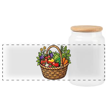 Panier légumes jardin potager bio - Boîte à biscuits avec couvercle en bois - blanc - Devant