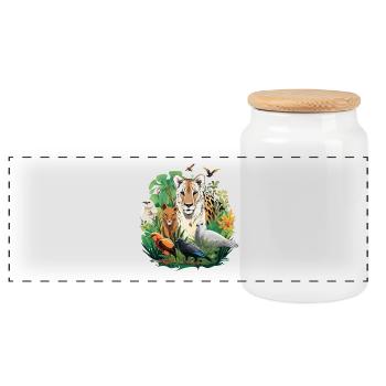 Magie animale de la jungle : Tigre dans la forêt tropicale - Boîte à biscuits avec couvercle en bois - blanc - Devant