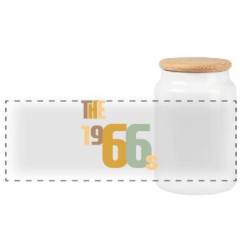 Vintage Year 1966 Birthday 60 Years Gift Idea - Panoramic Cookie Jar with Wooden Lid - white - Front