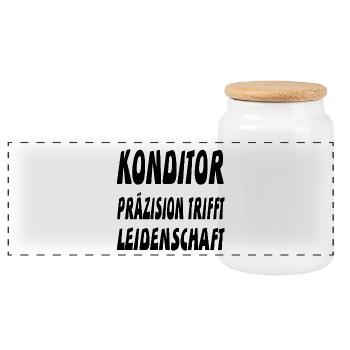 Konditor - Panorama Keksdose mit Holzdeckel - Weiß - Vorne
