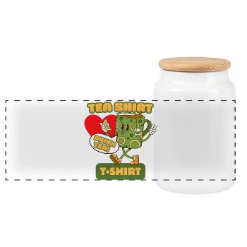 T-shirt Tea - Pour les amateurs de thé - Boîte à biscuits avec couvercle en bois - blanc - Devant