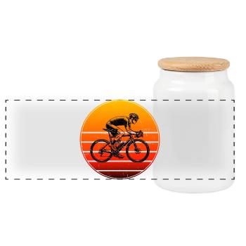 Geschenkidee für einen Roadbike mit Roadbike - Panorama Keksdose mit Holzdeckel - Weiß - Vorne