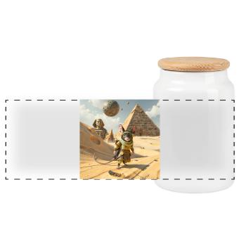 Adventurous Rat in Egypt - Panoramic Cookie Jar with Wooden Lid - white - Front
