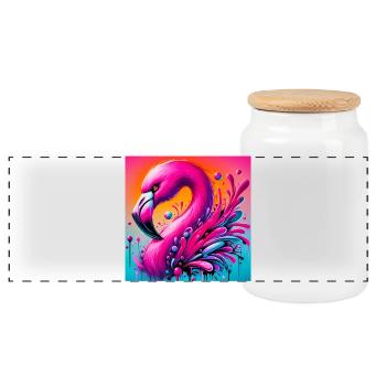Flamant - Boîte à biscuits avec couvercle en bois - blanc - Devant