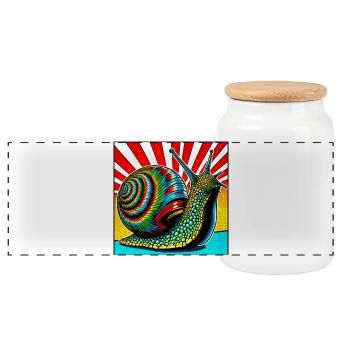 Snail - Panoramic Cookie Jar with Wooden Lid - white - Front