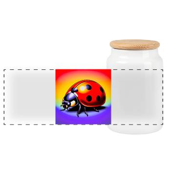 ladybird - Panoramic Cookie Jar with Wooden Lid - white - Front
