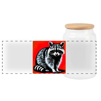 Raton laveur - Boîte à biscuits avec couvercle en bois - blanc - Devant
