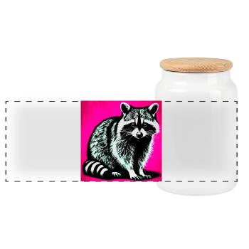 Raton laveur - Boîte à biscuits avec couvercle en bois - blanc - Devant