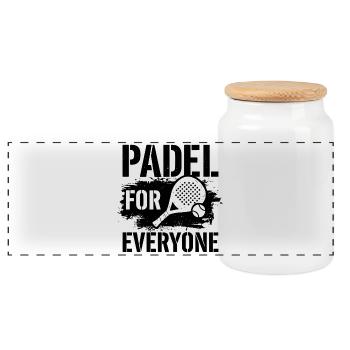 Padel for Everyone Sport Community Lifestyle - Panoramic Cookie Jar with Wooden Lid - white - Front