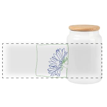 Cornflower minimalist - Panoramic Cookie Jar with Wooden Lid - white - Front