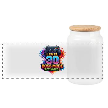 Level 30 Bossmodus Aktiviert - Boîte à biscuits avec couvercle en bois - blanc - Devant
