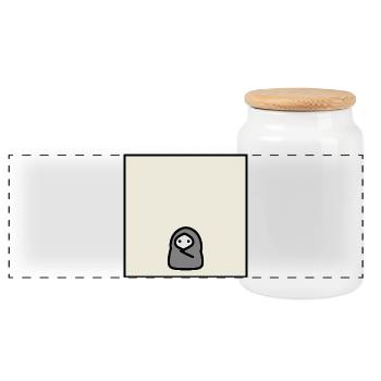 Introvert Cocoon Minimal Meme Character - Panorama Keksdose mit Holzdeckel - Weiß - Vorne
