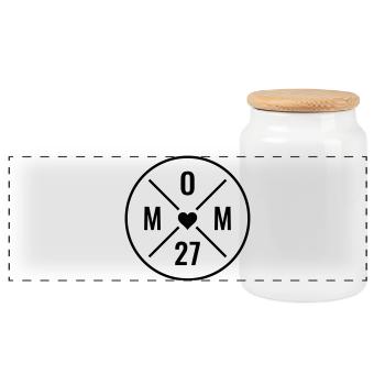 Annonce de bébé maman 2027 Fête des mères Maman 27 ans - Boîte à biscuits avec couvercle en bois - blanc - Devant