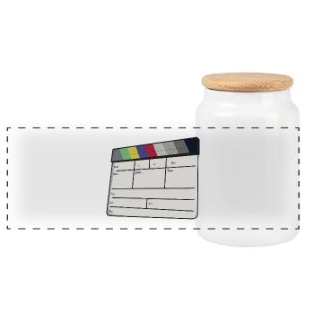 Cinematic Clapperboard Color Bars Retro Film - Panoramic Cookie Jar with Wooden Lid - white - Front
