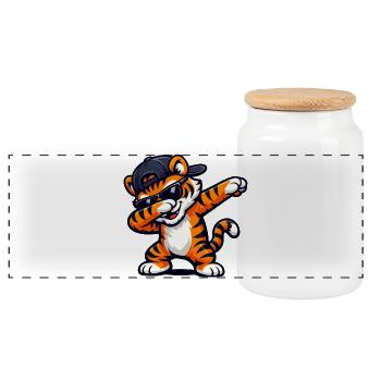 Tigre-tamponnage - Boîte à biscuits avec couvercle en bois - blanc - Devant