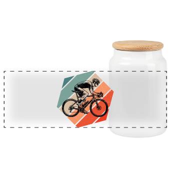 Geschenkidee für einen Roadbike mit Roadbike - Panorama Keksdose mit Holzdeckel - Weiß - Vorne