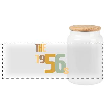 Vintage Year 1956 Birthday 70 Years Gift Idea - Panoramic Cookie Jar with Wooden Lid - white - Front