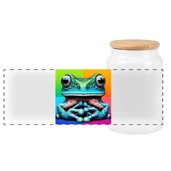 Frosch - Panorama Keksdose mit Holzdeckel - Weiß - Vorne