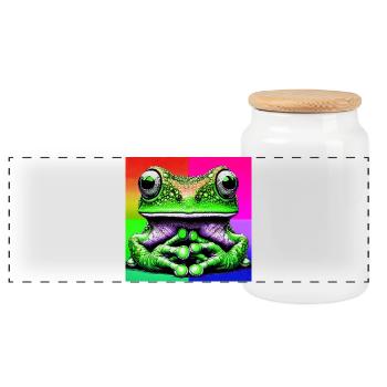 grenouille - Boîte à biscuits avec couvercle en bois - blanc - Devant