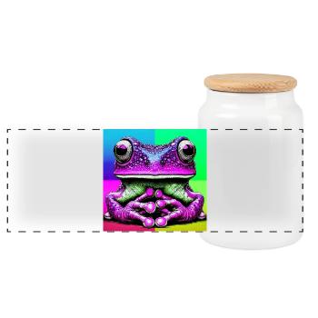 Frosch - Panorama Keksdose mit Holzdeckel - Weiß - Vorne