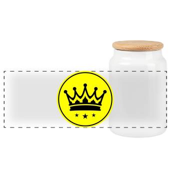 Symbole de la couronne - Boîte à biscuits avec couvercle en bois - blanc - Devant