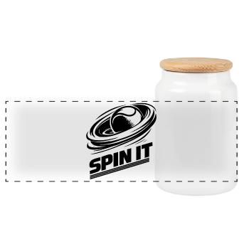 Padel Spin It Sport Passion Performance - Panoramic Cookie Jar with Wooden Lid - white - Front