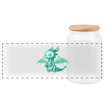 Dragon Ghost Vector - Panoramic Cookie Jar with Wooden Lid - white - Front