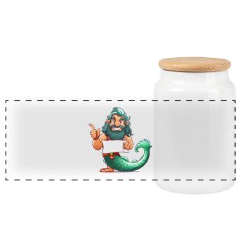 Héros de la mer avec barbe et nageoire - Boîte à biscuits avec couvercle en bois - blanc - Devant