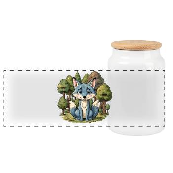Forêt triste animale du renard bleu - Boîte à biscuits avec couvercle en bois - blanc - Devant