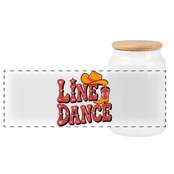 Line Dance Western Flair - Panoramic Cookie Jar with Wooden Lid - white - Front