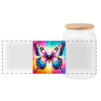 Schmetterling - Panorama Keksdose mit Holzdeckel - Weiß - Vorne