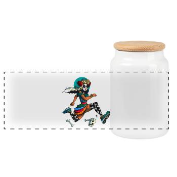 Dia Muertos Runner - Panorama Keksdose mit Holzdeckel - Weiß - Vorne