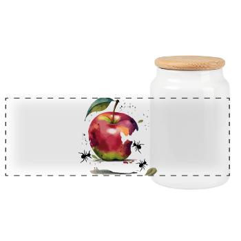 Colorful apple with ants - Panoramic Cookie Jar with Wooden Lid - white - Front