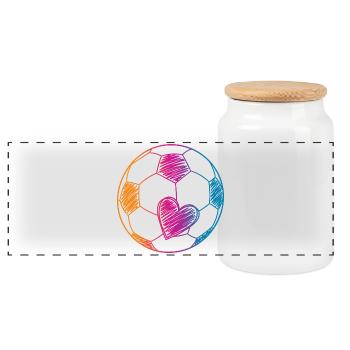 Ballon de football aquarelle - Boîte à biscuits avec couvercle en bois - blanc - Devant