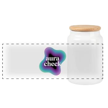 Modern Minimalist Aura – Ethereal Energy Design - Panoramic Cookie Jar with Wooden Lid - white - Front
