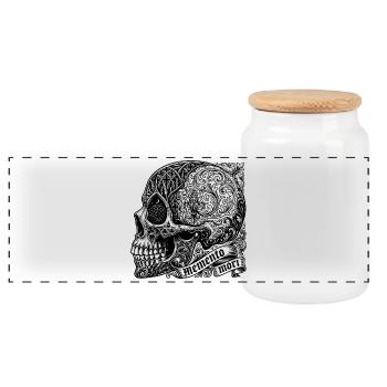 Skull T-Shirt Gothic Skull Dark Art Memento Mori - Panoramic Cookie Jar with Wooden Lid - white - Front