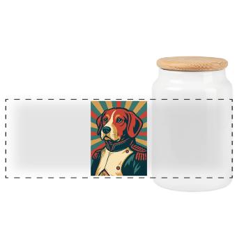 Hund General Retro Poster Stil Vintage Design - Panorama Keksdose mit Holzdeckel - Weiß - Vorne
