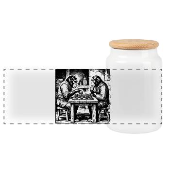 Affen spielen Schach-T-Shirt - Panorama Keksdose mit Holzdeckel - Weiß - Vorne