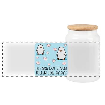 Toller Job Papa Pinguine - Panorama Keksdose mit Holzdeckel - Weiß - Vorne