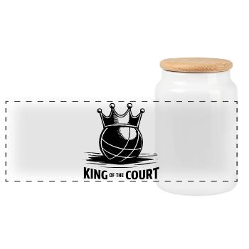 Boccia King of the Court Champion - Panorama Keksdose mit Holzdeckel - Weiß - Vorne