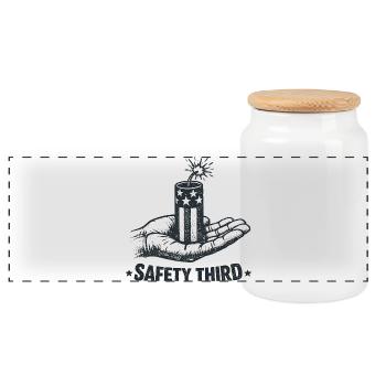 La sécurité avant tout ! Sarcastique du 4 juillet Sicherh - Boîte à biscuits avec couvercle en bois - blanc - Devant