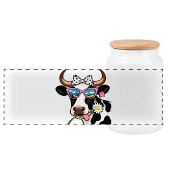 Vache Nature Lunettes Montagnes - Boîte à biscuits avec couvercle en bois - blanc - Devant