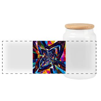 Kaleidoscopic Vortex - Panoramic Cookie Jar with Wooden Lid - white - Front