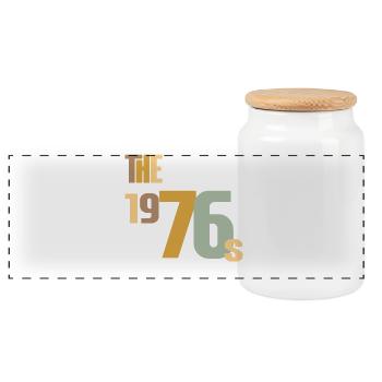 Vintage Année 1976 Anniversaire 50 ans Idée Cadeau - Boîte à biscuits avec couvercle en bois - blanc - Devant