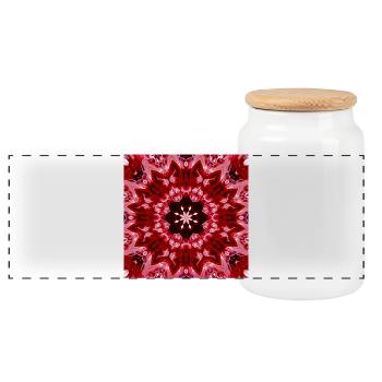 Rotes Mandala Kaleidoskop - Panorama Keksdose mit Holzdeckel - Weiß - Vorne