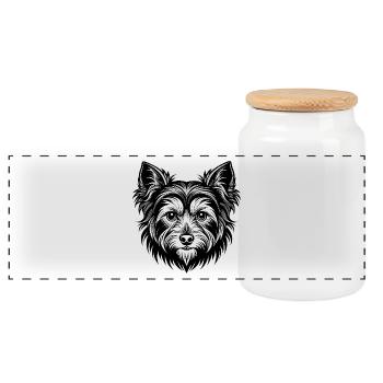 Yorkshire Terrier - Panorama Keksdose mit Holzdeckel - Weiß - Vorne