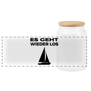 Segeln - Panorama Keksdose mit Holzdeckel - Weiß - Vorne
