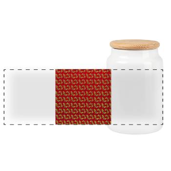 Motifs de plantes orientales - Boîte à biscuits avec couvercle en bois - blanc - Devant