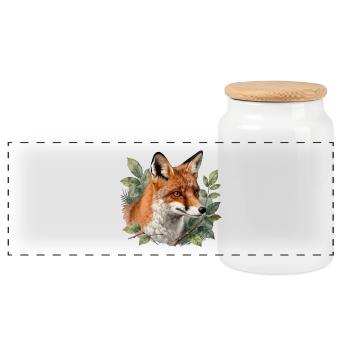 Botanischer Fuchs - Panorama Keksdose mit Holzdeckel - Weiß - Vorne