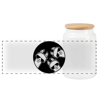 Drei Coole Lamas Sonnenbrille Kreis Badge Lustig - Panorama Keksdose mit Holzdeckel - Weiß - Vorne